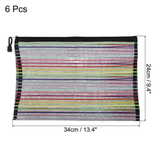Unique Bargains Mesh Zipper Pouches Document File Bags Storage 6 Pcs image {1}