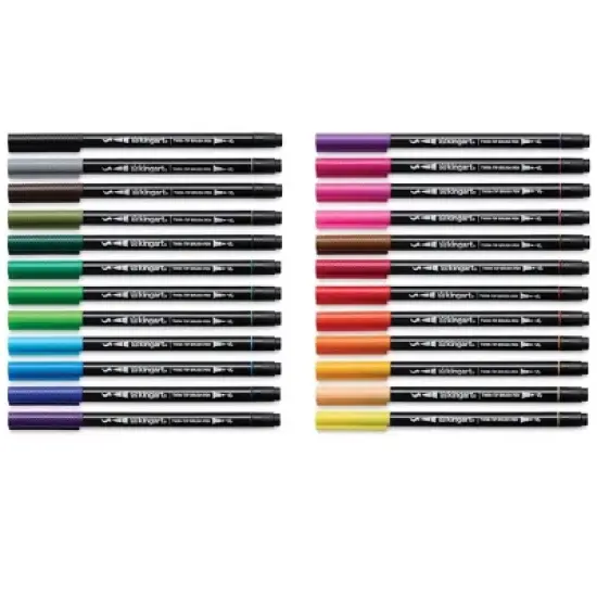 KINGART PRO Twin-Tip Brush Pens 24 Colors image {10}