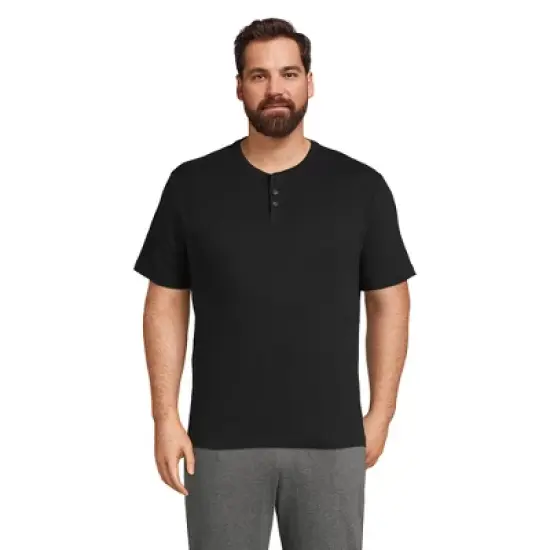 Lands' End Men's Knit Rib Short Sleeve Henley Pajama Shirt image {5}