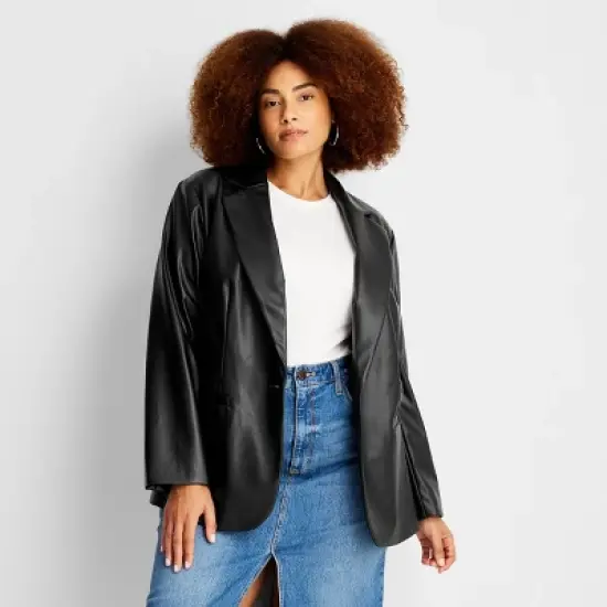 Women's Relaxed Fit Faux Leather Blazer - A New Day&trade; image {3}