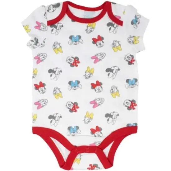 Disney Minnie Mouse Mickey Donald Duck Baby Girls 5 Pack Bodysuits Newborn to Infant image {3}