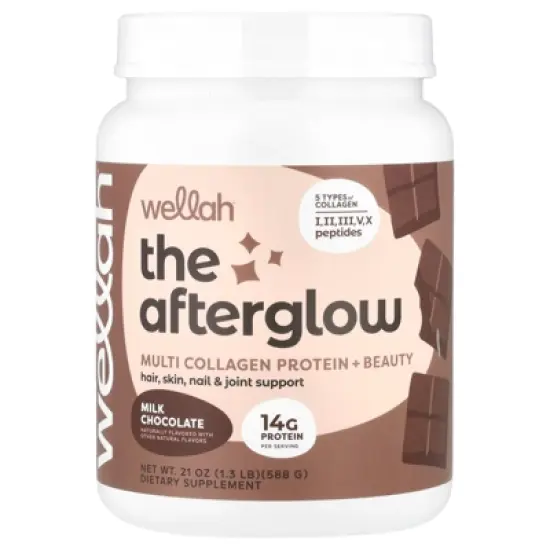 Wellah The Afterglow, Multi Collagen Protein + Beauty, Milk Chocolate, 1.3 lb (588 g) image {3}