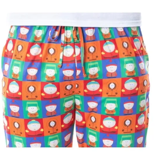 South Park Mens' Square Print Stan Kyle Cartman Kenny Sleep Pajama Pants Multicolored image {2}