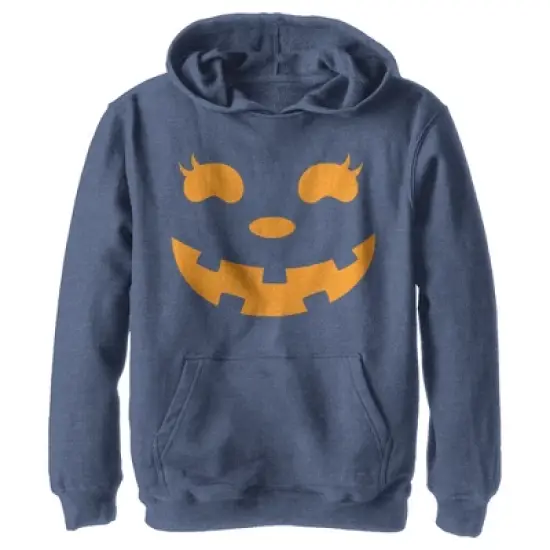 Boy's CHIN UP Halloween Jack o' Lantern Face Pull Over Hoodie image {3}