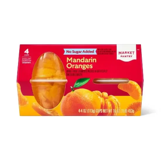 No Sugar Added Mandarin Oranges Fruit Cups - 16oz/4ct - Market Pantry&trade; image {3}