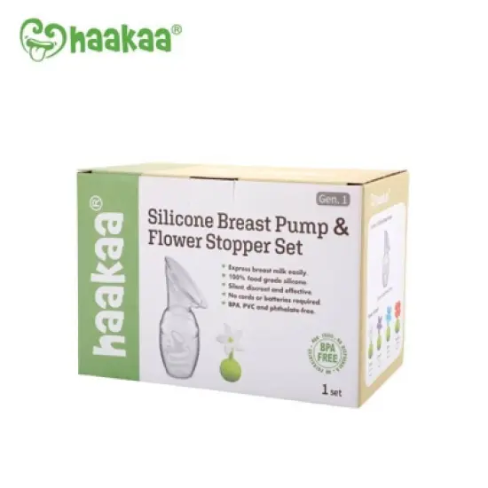 Haakaa Breast Pump without Suction Base and White Flower Stopper - 4oz image {6}