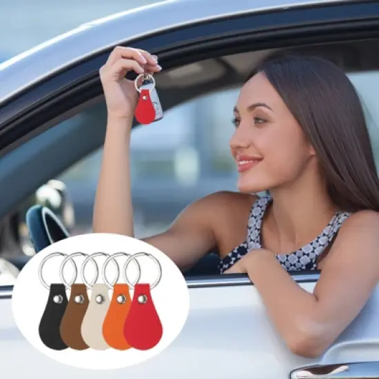 Unique Bargains PU Leather DIY Keychain Key Fob Kit with Key Rings 30 Pcs image {5}