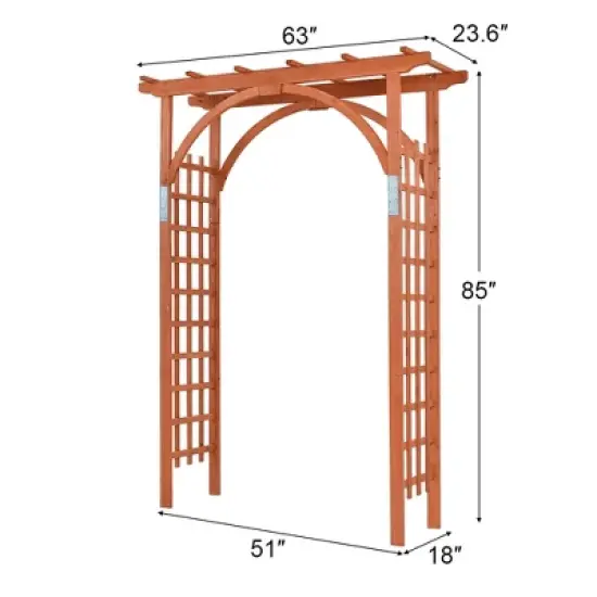 Tangkula 84.5" Outdoor Wood Arbor Natural Finish Arch Trellis Pergola Lattice image {9}