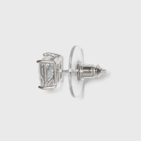 Sterling Silver Cubic Zirconia Duo Square Stud Earring Set - A New Day&trade; Clear image {1}