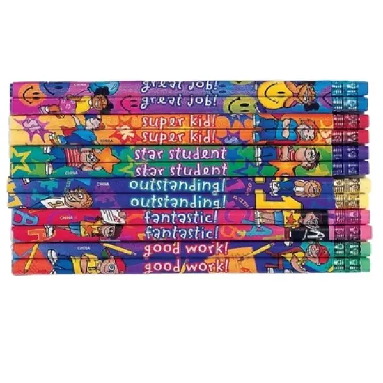 Incentive Pencils for Students (24 Pack) - Fun Designs, Motivational Messages, #2 HB Lead image {3}