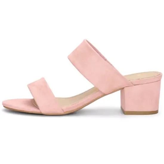 Allegra K Women's Block Heel Dual Straps Slide Sandals image {6}