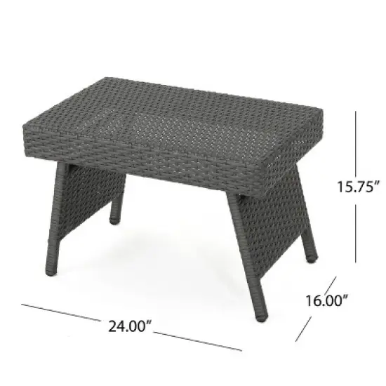 Christopher Knight Home 2pc Salem Outdoor Folding Side Table Wicker Gray image {1}
