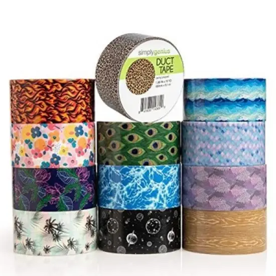 Simply Genius 12 Pack Patterned And Colored Duct Tape Variety Pack, Craft Supplies, 10 Yards, 120 Yards Total, Nature Patterns image {8}