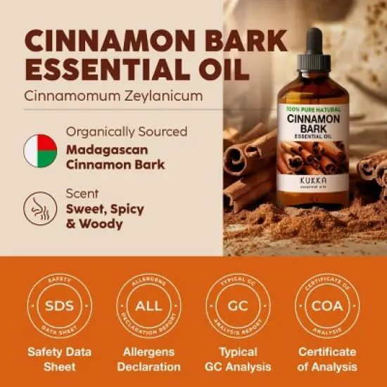 Cinnamon Essential Oil (4 Fl Oz / 118 ml)- KUKKA Cinnamon Bark Oil image {5}