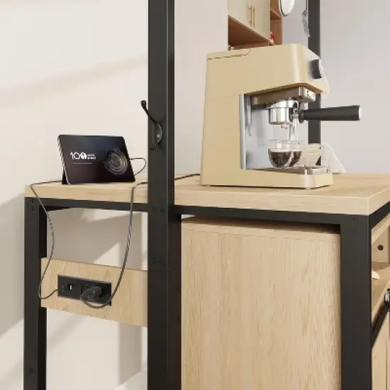 42'' Sliding Barn Door Kitchen Island with Storage, Multi-Functional Dining and Living Room Cabinet image {3}