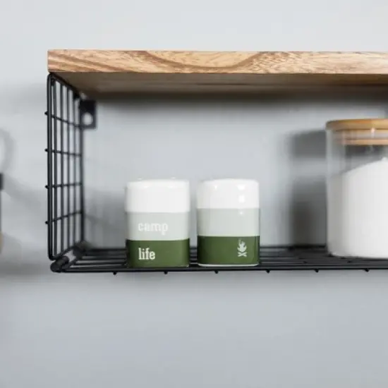 Pavilion Gift Company - Camp Life - 3 oz Salt & Pepper Ceramic Stoneware Shaker Set RV Camper Cabin Tent image {1}