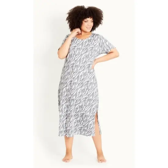 Women's Plus Size Nightdress - grey print | EVANS image {3}