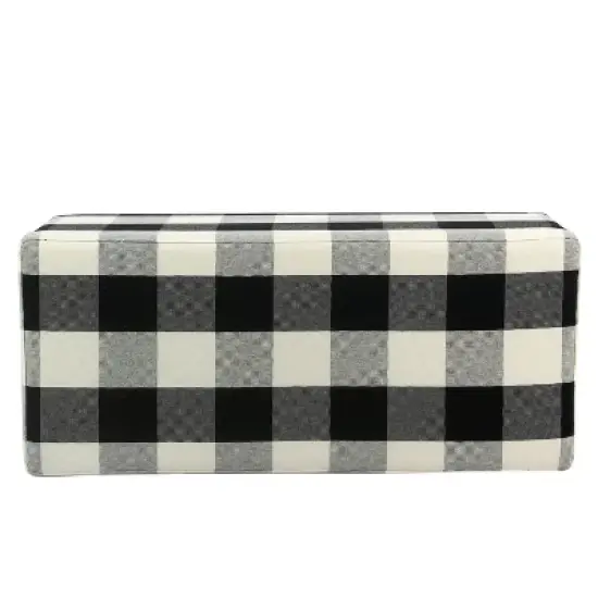 Large Decorative Storage Bench Black Plaid - HomePop image {4}