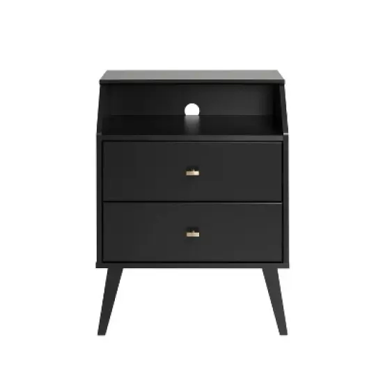 2 Drawer Milo Mid-Century Modern Nightstand with Angled Top - Prepac image {2}