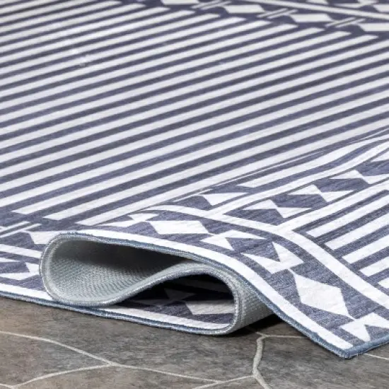 nuLOOM Lacie Multi Striped Machine Washable Indoor/Outdoor Patio Area Rug image {3}