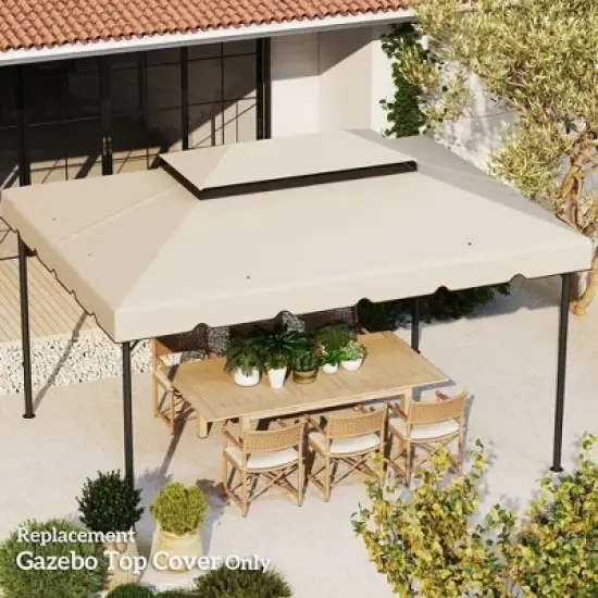 Resenkos Canopy Replacement Cover, Gazebo Canopy Top Replacement, 13.1' x 9.8' Gazebo Replacement Canopy with Double Vented Roof (TOP ONLY), White image {2}
