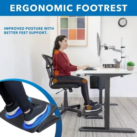 Mount-It! Ergonomic Footrest for Office or Home | Under Desk Tilting Footrest | Adjustable Desk Foot Rest with Massaging Surface and 3 Tilt Positions image {2}