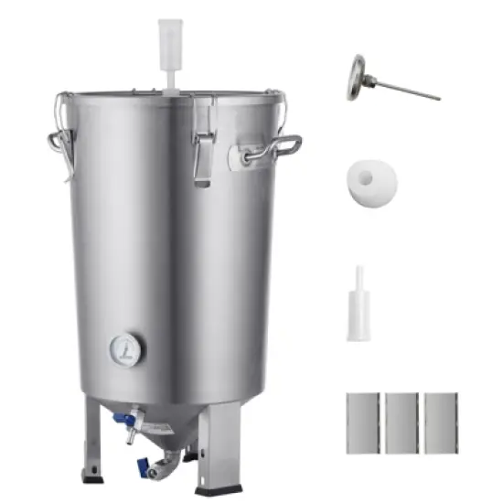 VEVOR 304 Stainless Steel Kettle, 8 GALLON Beer Brew Fermentor, Kettle Stock Pot Includes Lid, Handle, Valve, Spigot, Thermometer, Silver image {8}