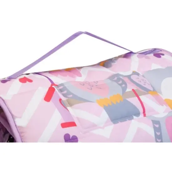 EVERYDAY KIDS Toddler Nap Mat &ndash;Sweet Owls&ndash; Soft Microfiber, Rollup with Handle & Pillow, for Preschool, Daycare, or Travel -Ages 3-6 years image {4}