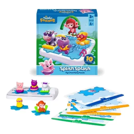 ThinkFun Friends - SplishSplash Pig's Pool Party Puzzle Game: Creative Thinking, Problem Solving, Solo Board Game image {9}