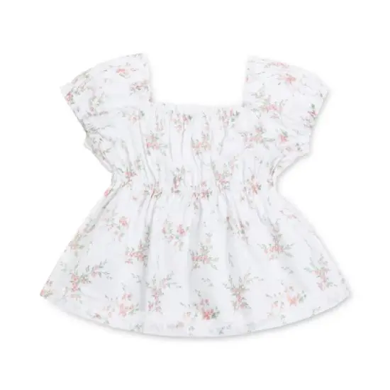 Hope & Henry Girls' Short Puff Sleeve Smocked Top, Infant image {4}