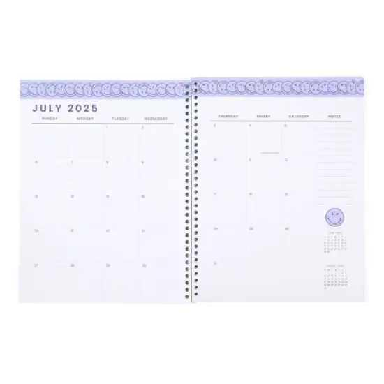Yoobi SmileyWorld 8.5"x11" 2025-2026 Monthly Planner Teal Holographic Smiley image {1}
