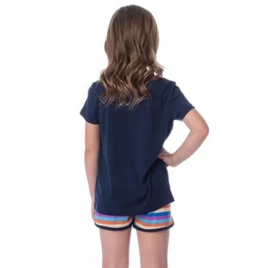 NASA Girls' Retro Stripes Rocket Sleep Pajama Set Shorts Crewneck Multicolored image {4}