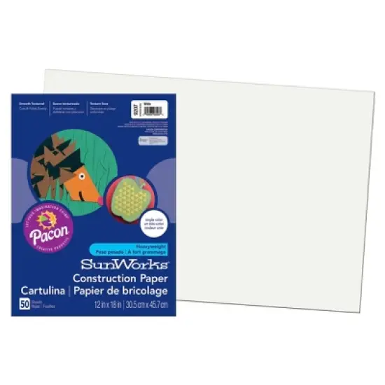 Prang Heavyweight Construction Paper, White, 12" x 18", 250 Sheets image {1}