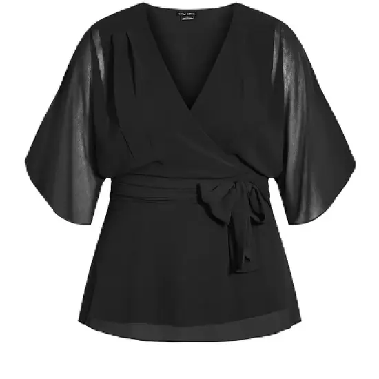 Women's Plus Size Elegant Wrap Top - black | CITY CHIC image {4}