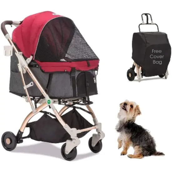 HPZ Pet Rover Lite Travel Stroller - Light-Weight Dog/Cat/Pet Stroller Travel Carriage with Convertible Compartment for Small & Medium Pets image {10}