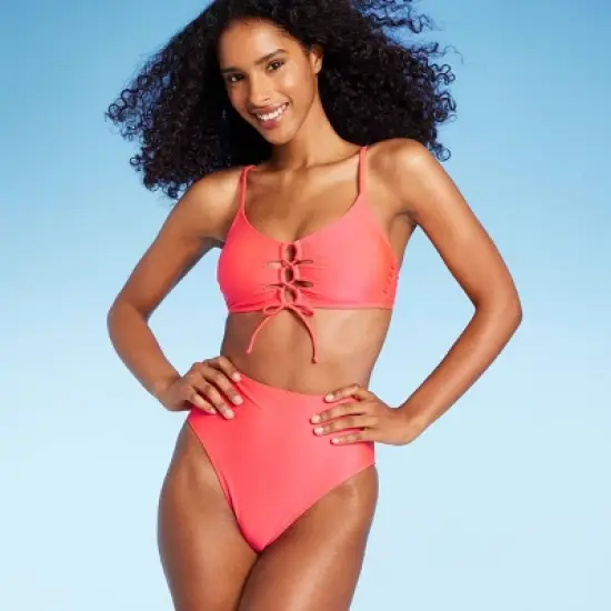 Women's High Waist Cheeky Bikini Bottom - Shade & Shore&trade; Pink image {2}