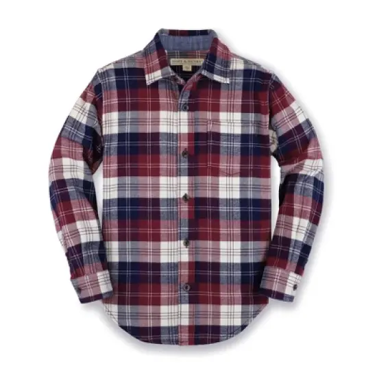 Hope & Henry Boys' Organic Cotton Long Sleeve Brushed Cotton Flannel Button Down Shirt, Infant image {8}