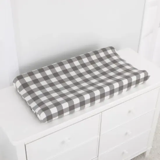 NoJo Grey and White Buffalo Check Changing Pad Cover image {1}