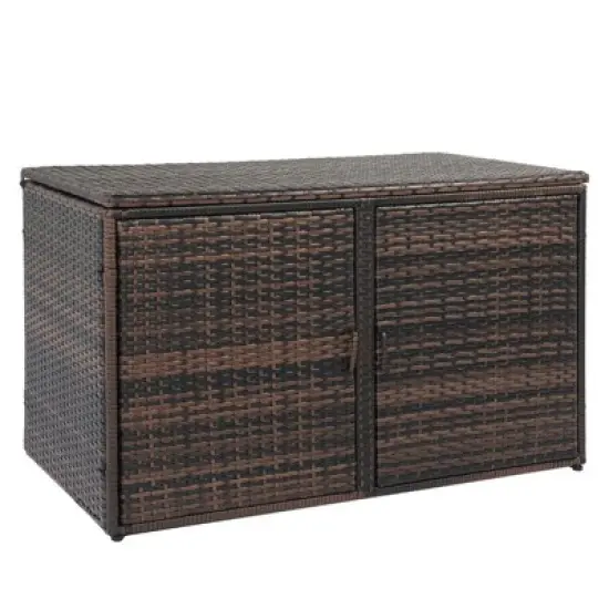 Karl Home 96 Gal Brown Wicker Storage Deck Box image {5}