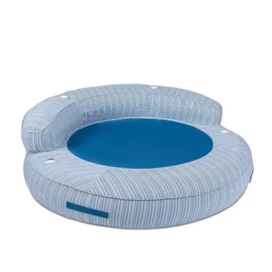 Big Joe Cabanapad Oversized Inflatable Pool Float, Dark Blue & White Stripe, Durable Olefin Fabric, 6 feet image {5}
