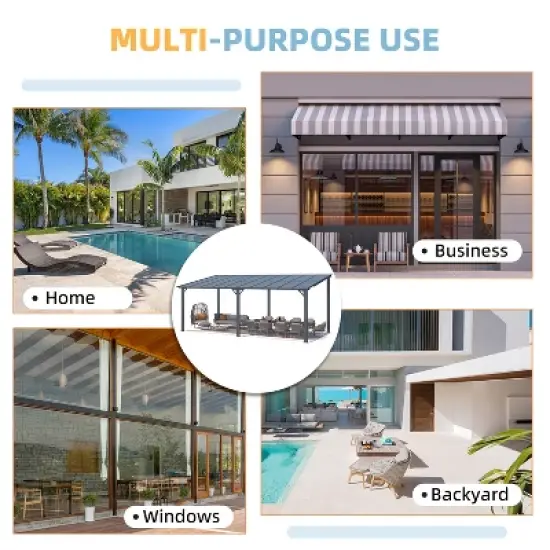 CLIHOME 20 ft. x 10 ft. Polycarbonate Patio Cover Hardtop Gazebo Outdoor Aluminum Pergola For Garden, Patio, Backyard image {9}