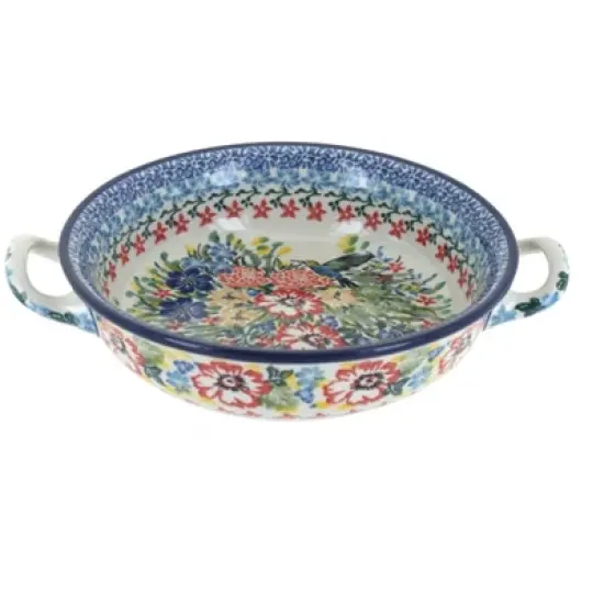 Blue Rose Polish Pottery C40 Ceramika Artystyczna Mini Casserole Dish with Handles image {9}