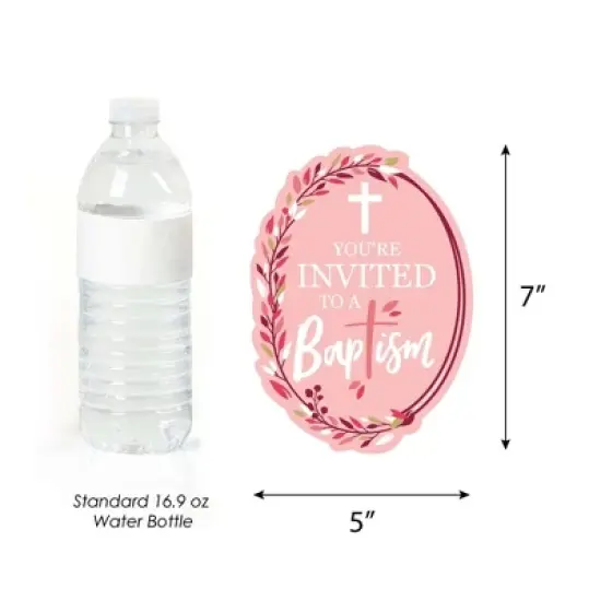 Big Dot of Happiness Baptism Pink Elegant Cross - Shaped Fill-in Invitations - Girl Religious Party Invitation Cards with Envelopes - Set of 12 image {3}