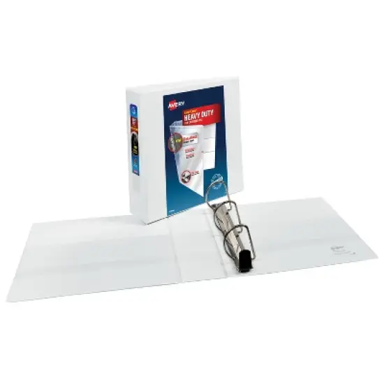 Avery Heavy-Duty View 3 Ring Binders, 3 Inch One Touch Slant Rings, 2 White Binders (46045) image {2}