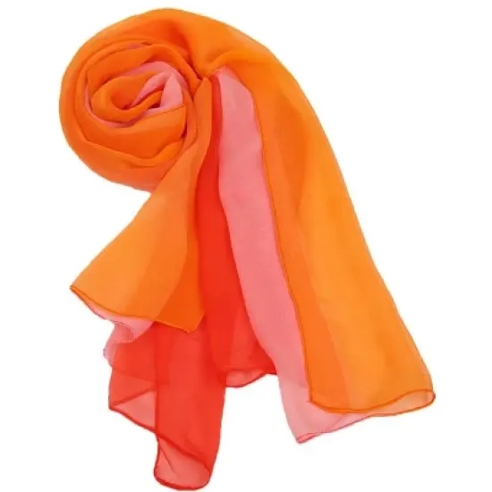 Allegra K Women Long Chiffon Light  Silky Gradient Color Shawl Wrap Scarf image {1}