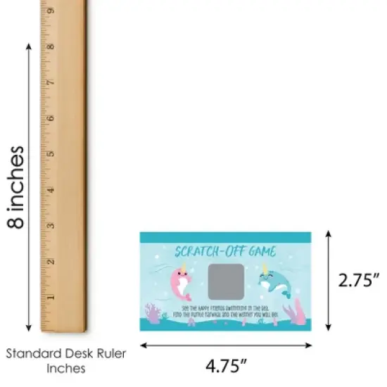Big Dot of Happiness Narwhal Girl - Under The Sea Baby Shower or Birthday Party Game Scratch Off Cards - 22 Count image {4}