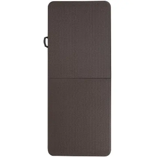 Emma and Oliver 6-Foot Bi-Fold Brown Rattan Plastic Folding Table with Handle - Event Table image {2}