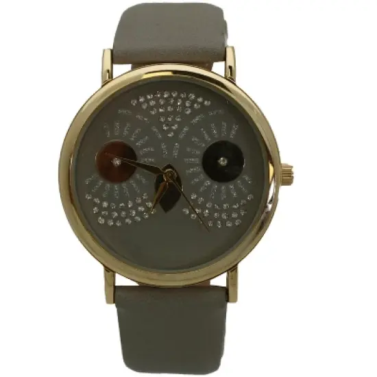 OLIVIA PRATT DAZZLING OWL FACE LEATHER STRAP WATCH image {6}