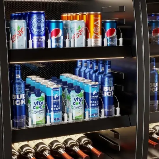 OnDisplay Drink Can Organizer for Fridge - White Automatic 15 Can Pusher Glide Dispenser image {5}