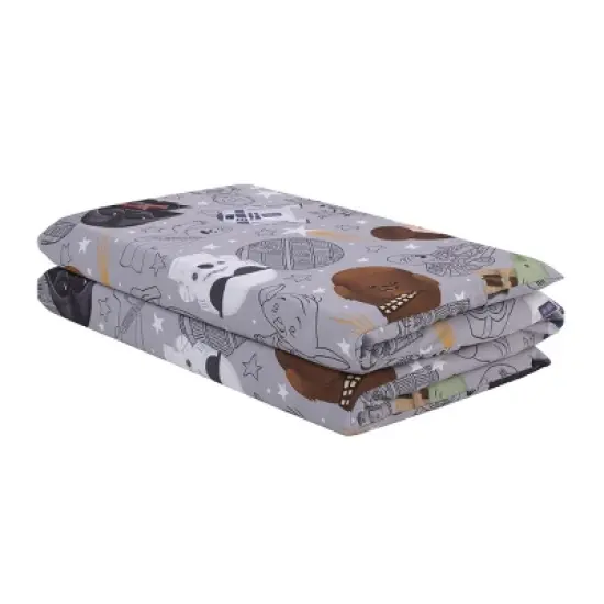 NoJo Star Wars Welcome to the Galaxy Navy and Gray Yoda, Princess Leia, R2-D2 , Chewbacca, and Darth Vader Preschool Nap Pad Sheet image {2}